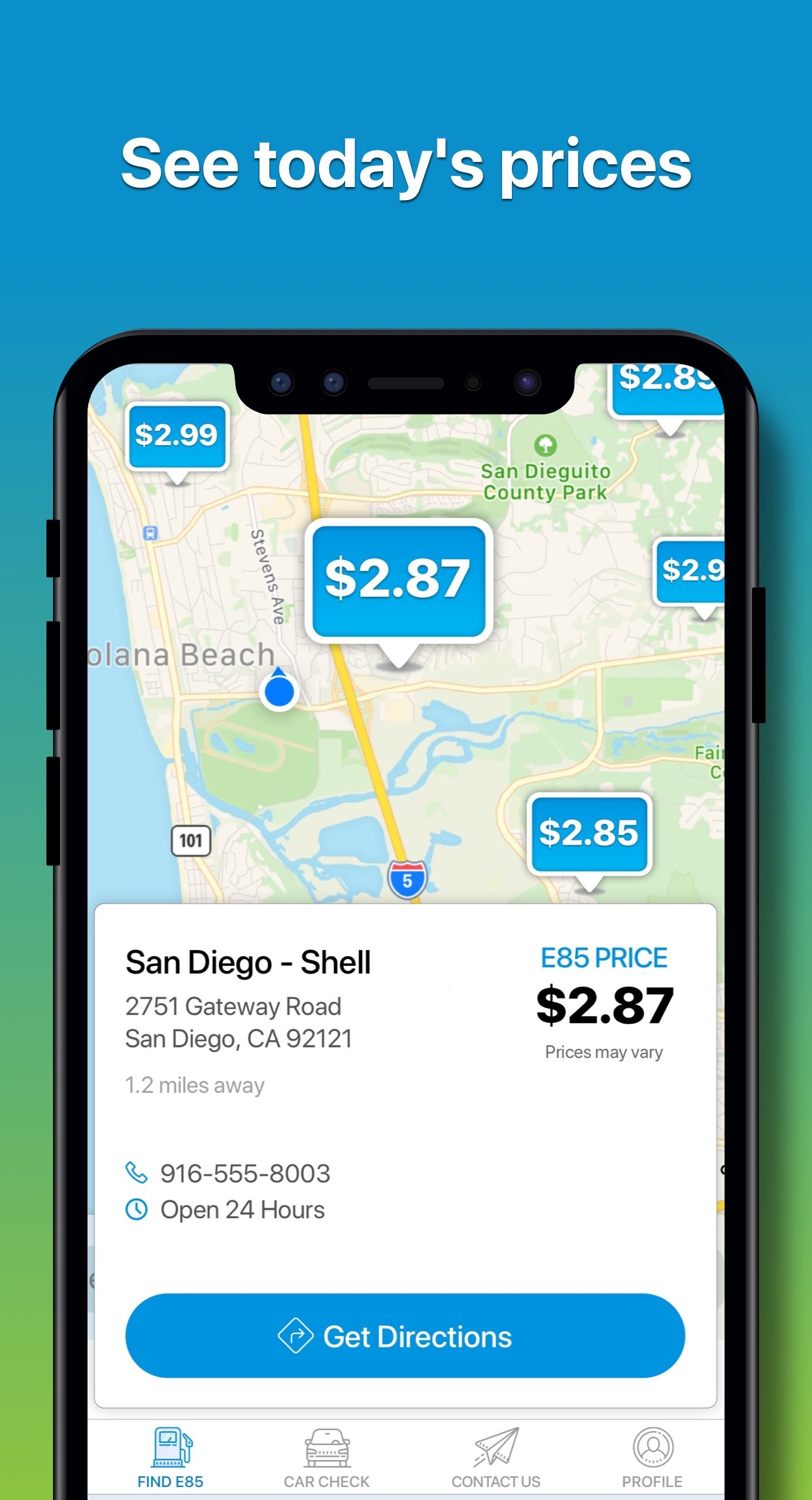 See realtime e85 gas prices